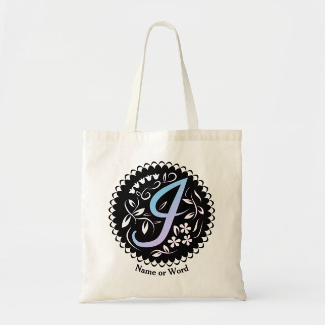 Alphabet I Monogram Handwritting Tote Bag (Front)