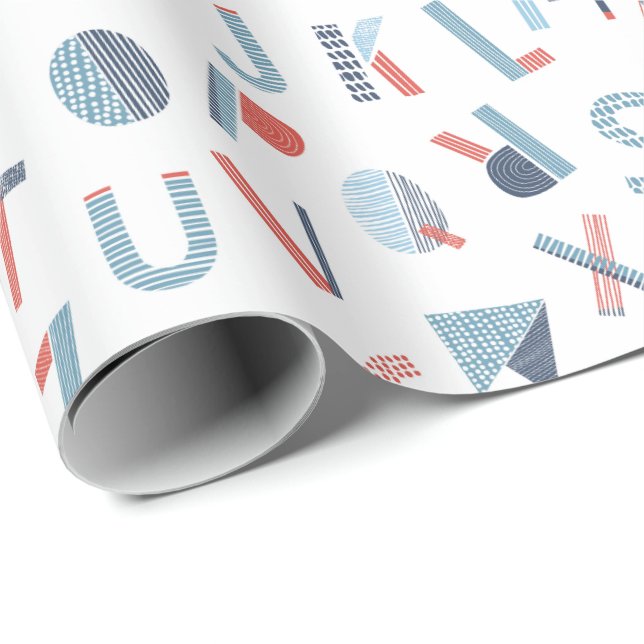 Alphabet in red blue white wrapping paper (Roll Corner)