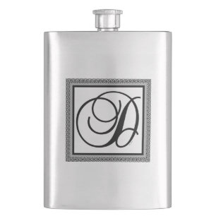 ALPHABET INITIAL D MONOGRAM HIP FLASK
