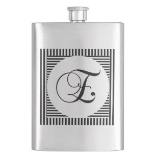 ALPHABET INITIAL E MONOGRAM HIP FLASK
