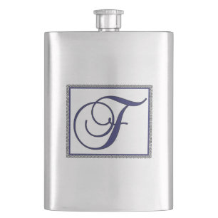 ALPHABET INITIAL F MONOGRAM HIP FLASK