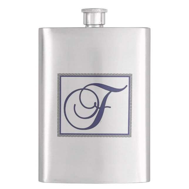 ALPHABET INITIAL F MONOGRAM HIP FLASK (Front)
