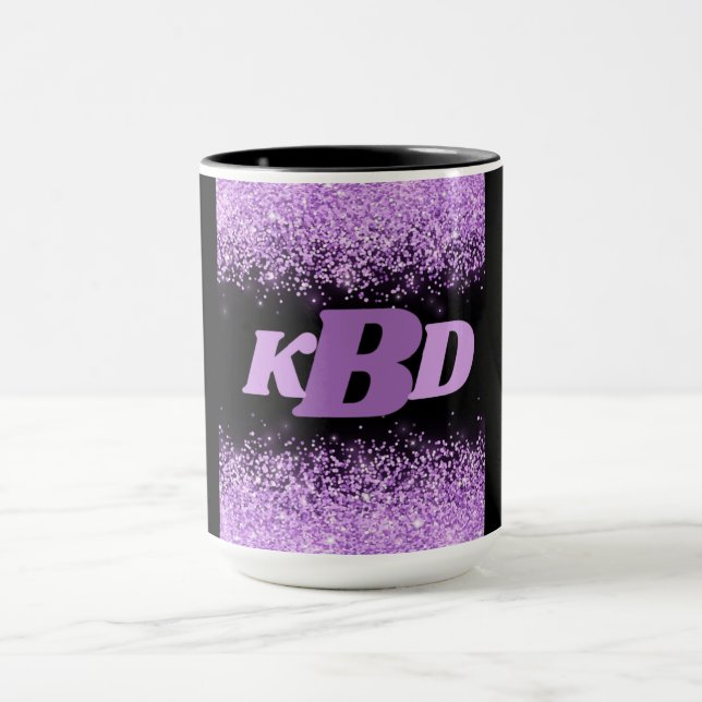 Alphabet Initials Purple & Black Coffee Mug (Center)