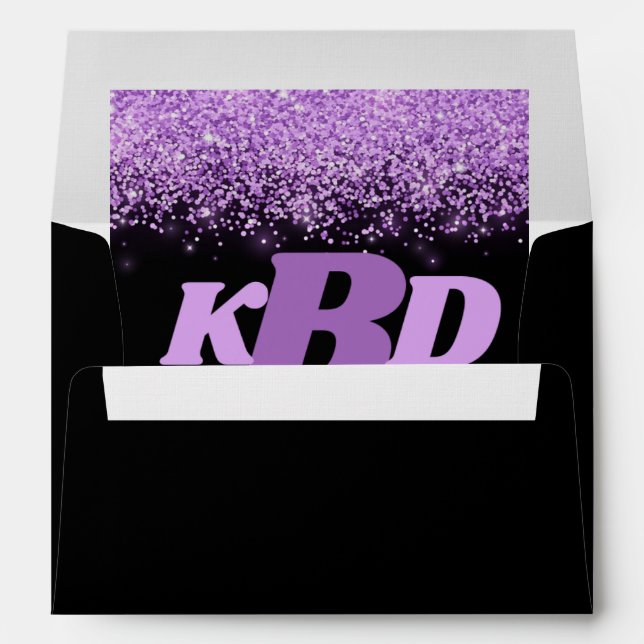 Alphabet Initials Purple & Black Envelopes (Back (Bottom))