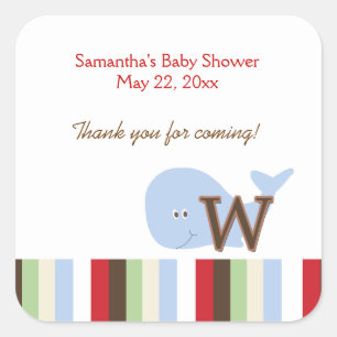 Alphabet Jungle Soup (Whale) SQUARE Favour Sticker