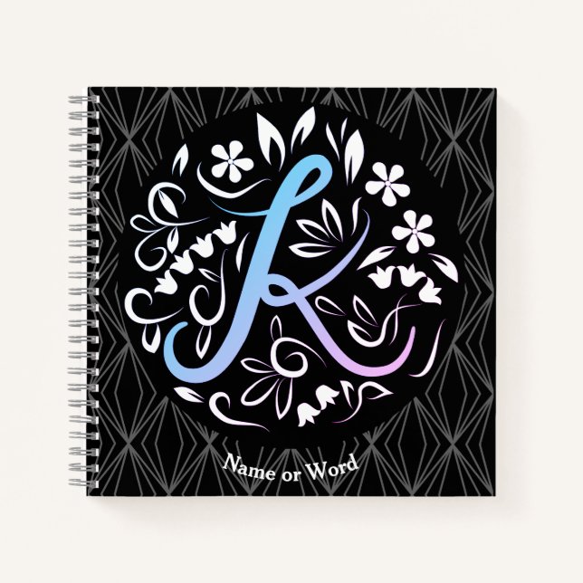 Alphabet K Monogram Handwritting Notebook (Front)