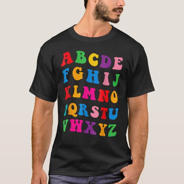 Alphabet learn ABCs Colourful Uppercase Letters Fo T-Shirt (Front)