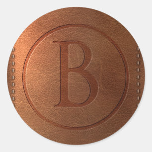 alphabet leather letter B Classic Round Sticker