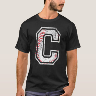 Alphabet Letter C Baseball Laces of Sport day for T-Shirt