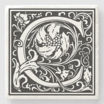 Alphabet Letter C Vintage  Stone Coaster