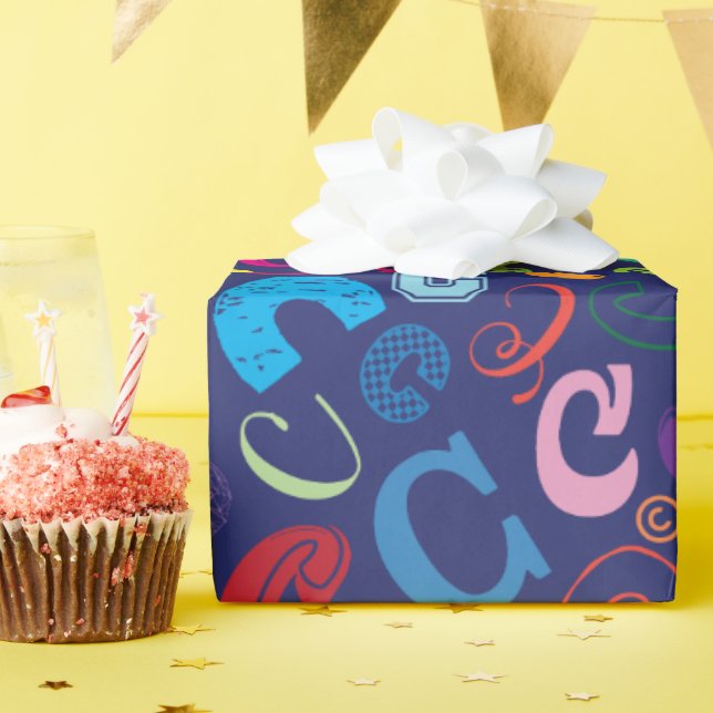 Alphabet Letter C Wrapping Paper - Blue (Birthday Party)
