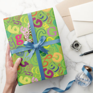 Alphabet Letter G Wrapping Paper - Green