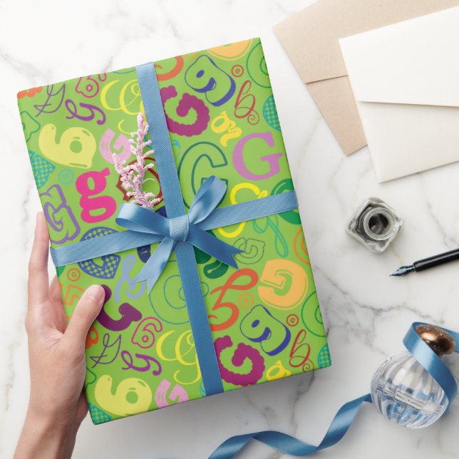 Alphabet Letter G Wrapping Paper - Green (Gifting)