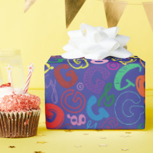 Alphabet Letter G Wrapping Paper - Navy Blue