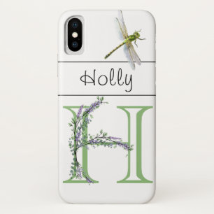 Alphabet letter H Lavender Eucalyptus Dragonfly Case-Mate iPhone Case