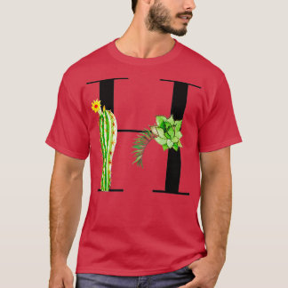Alphabet letter H with watercolor cactus and leave T-Shirt