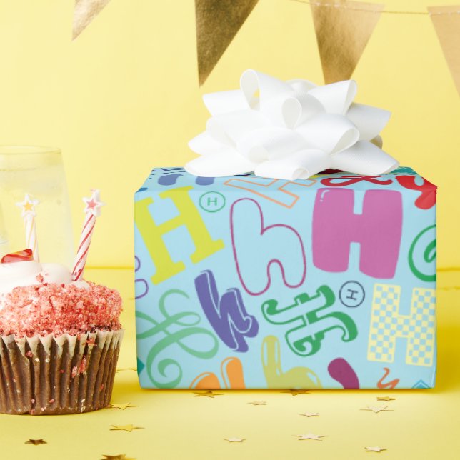Alphabet Letter H Wrapping Paper - Blue (Birthday Party)