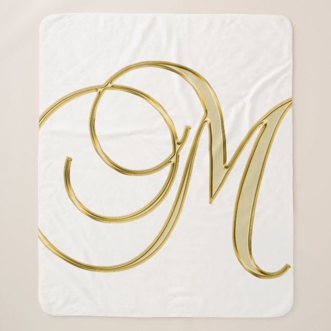 Alphabet letter initial background sherpa blanket (Front)