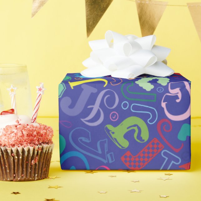 Alphabet Letter J Wrapping Paper - Blue (Birthday Party)