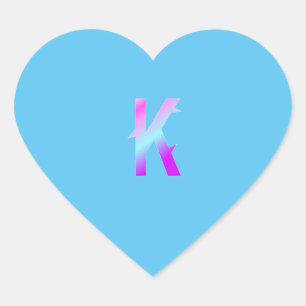 Alphabet letter K sticker. Heart Sticker
