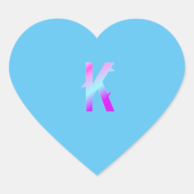 Alphabet letter K sticker.  Heart Sticker (Front)