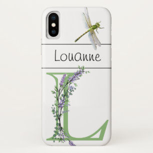 Alphabet letter L Lavender Eucalyptus Dragonfly Case-Mate iPhone Case