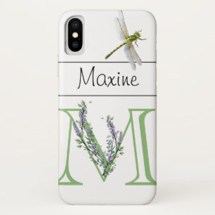 Alphabet letter M Lavender Eucalyptus Dragonfly Case-Mate iPhone Case