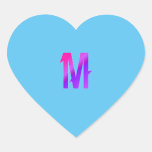 Alphabet letter M sticker. Heart Sticker