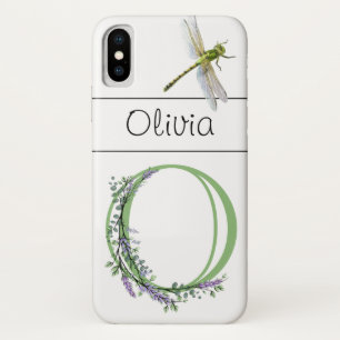 Alphabet letter O Lavender Eucalyptus Dragonfly Case-Mate iPhone Case