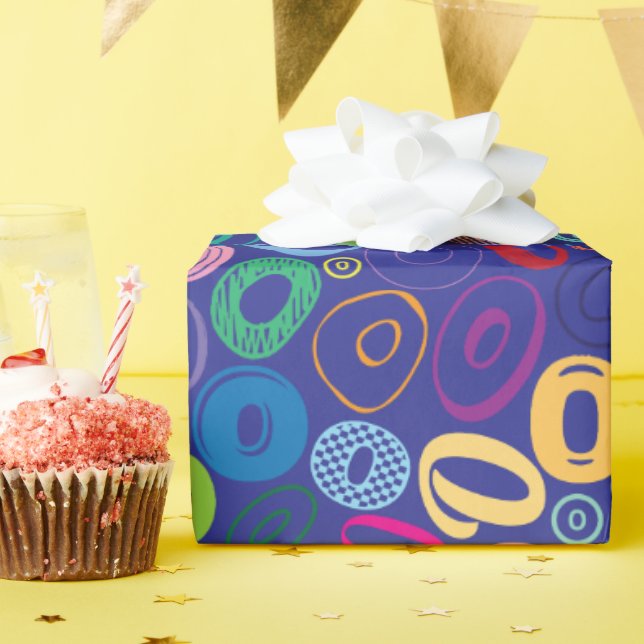 Alphabet Letter O Wrapping Paper - Navy Blue (Birthday Party)