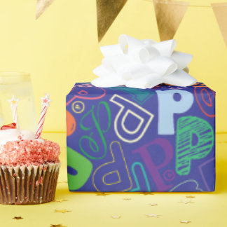 Alphabet Letter P Wrapping Paper - Blue