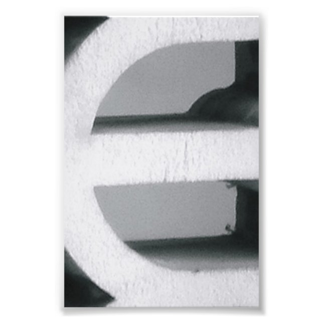 Alphabet Letter Photography E2 Black and White 4x6 Photo Print (Front)