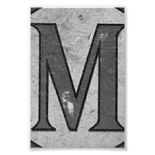 Alphabet Letter Photography M3 Black and White 4x6 Photo Print