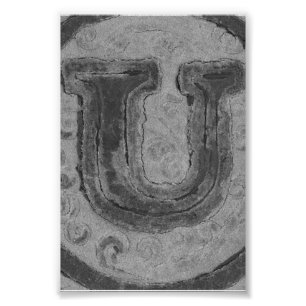 Alphabet Letter Photography U4 Black and White 4x6 Photo Print