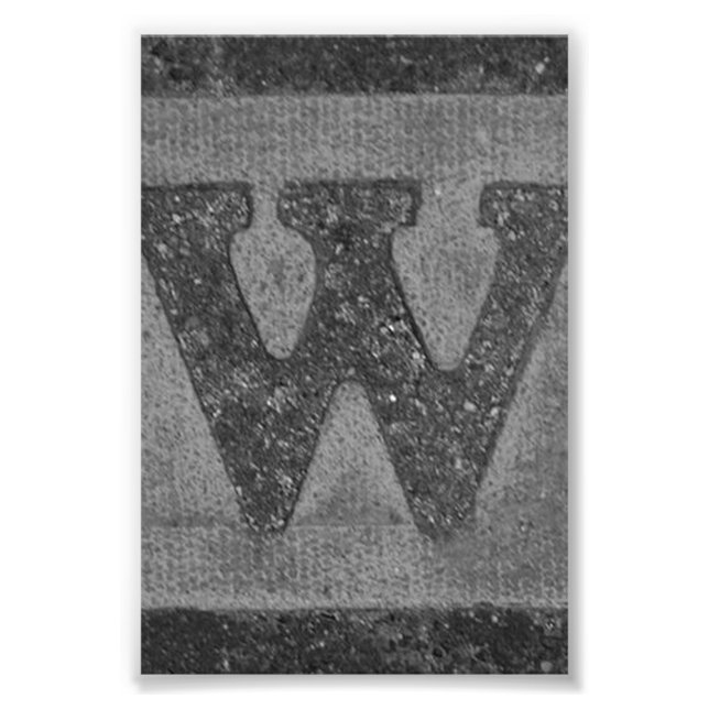 Alphabet Letter Photography W3 Black and White 4x6 Photo Print (Front)