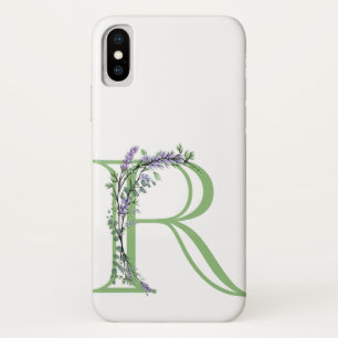 Alphabet letter R watercolor Lavender Eucalyptus Case-Mate iPhone Case