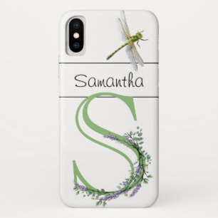 Alphabet letter S Lavender Eucalyptus Dragonfly Case-Mate iPhone Case