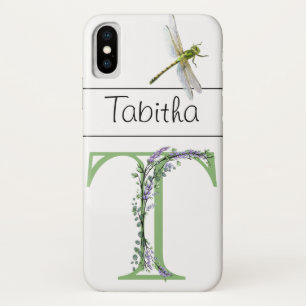 Alphabet letter T Lavender Eucalyptus Dragonfly Case-Mate iPhone Case
