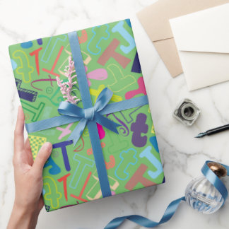Alphabet Letter T Wrapping Paper - Green