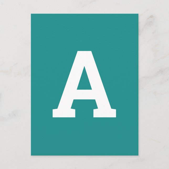 Alphabet Letter | Teal Green Modern Minimalist Postcard (Front)