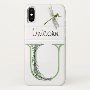 Alphabet letter U Lavender Eucalyptus Dragonfly Case-Mate iPhone Case