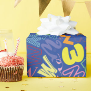 Alphabet Letter W Wrapping Paper - Blue