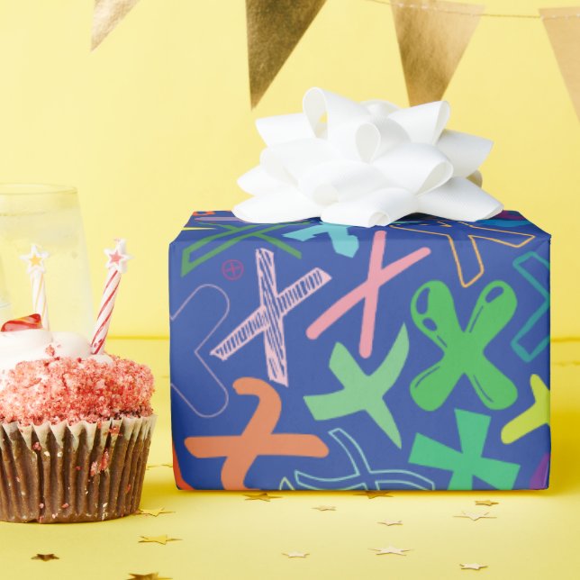 Alphabet Letter X Wrapping Paper - Blue (Birthday Party)