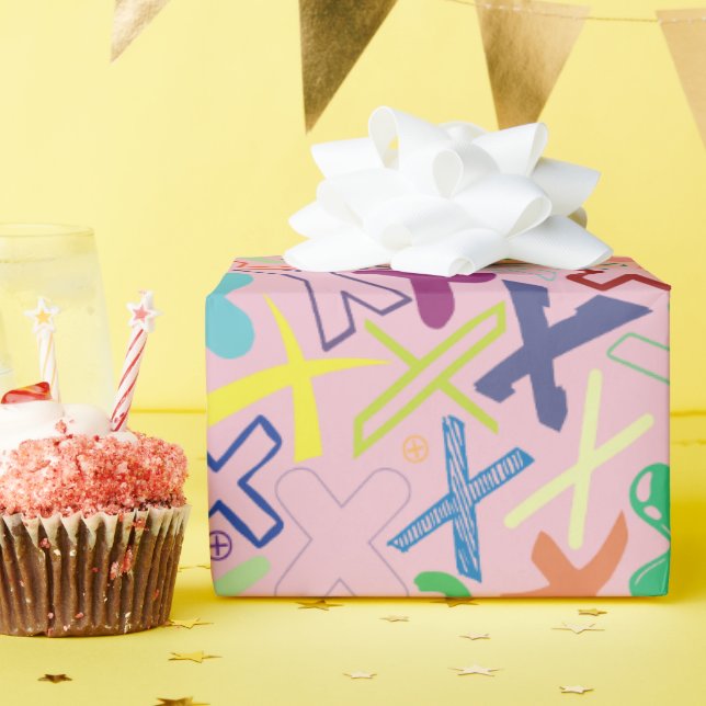 Alphabet Letter X Wrapping Paper - Pink (Birthday Party)