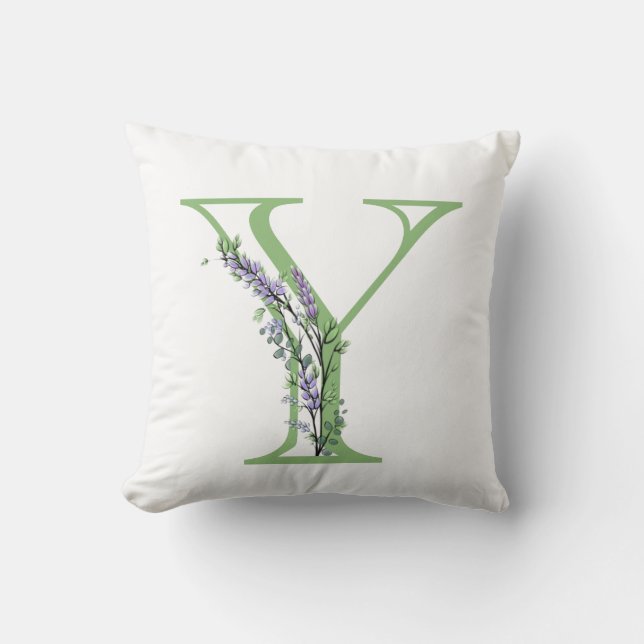 Alphabet letter Y Lavender Eucalyptus Cushion (Front)