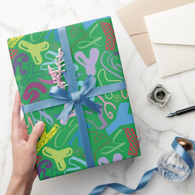 Alphabet Letter Y Wrapping Paper - Green (Gifting)
