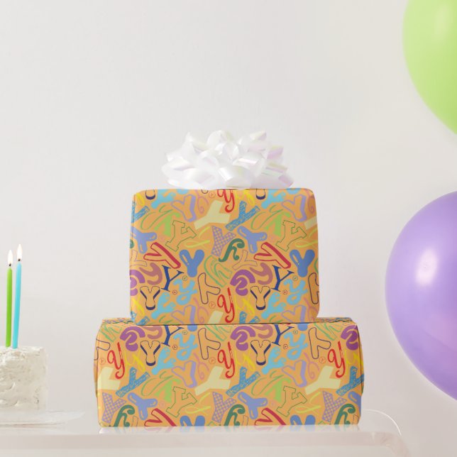 Alphabet Letter Y Wrapping Paper - Orange (Party Gifts)