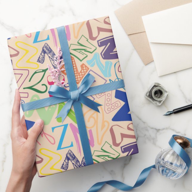 Alphabet Letter Z Wrapping Paper - Orange (Gifting)