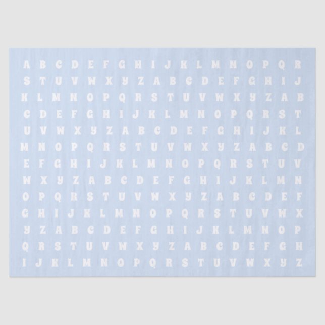 Alphabet Letters Abc pattern light blue white gift Tissue Paper (Front)