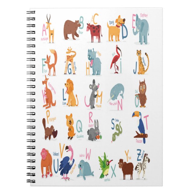 Alphabet letters animals for children teacher notebook (Front)